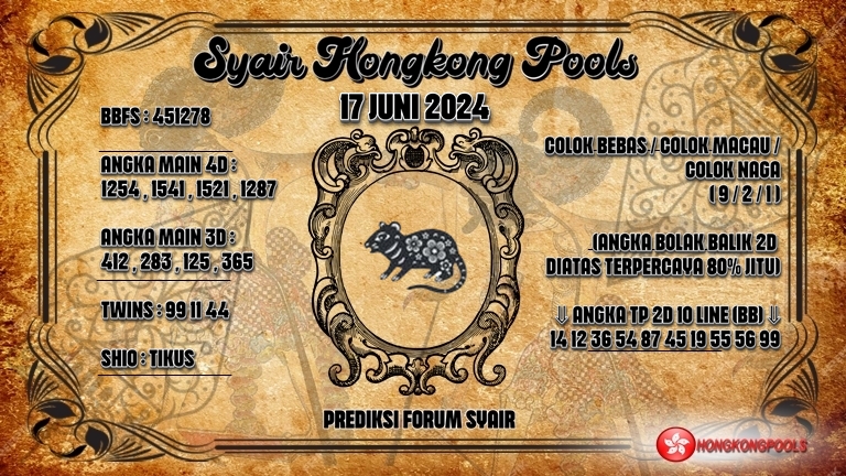 Syair HK 17 Juni 2024