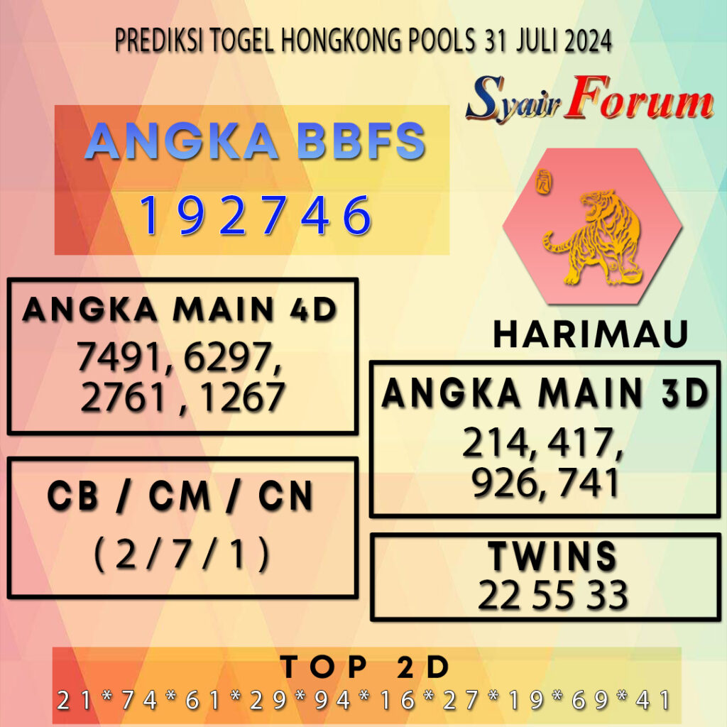 Syair HK 31 JULI 2024