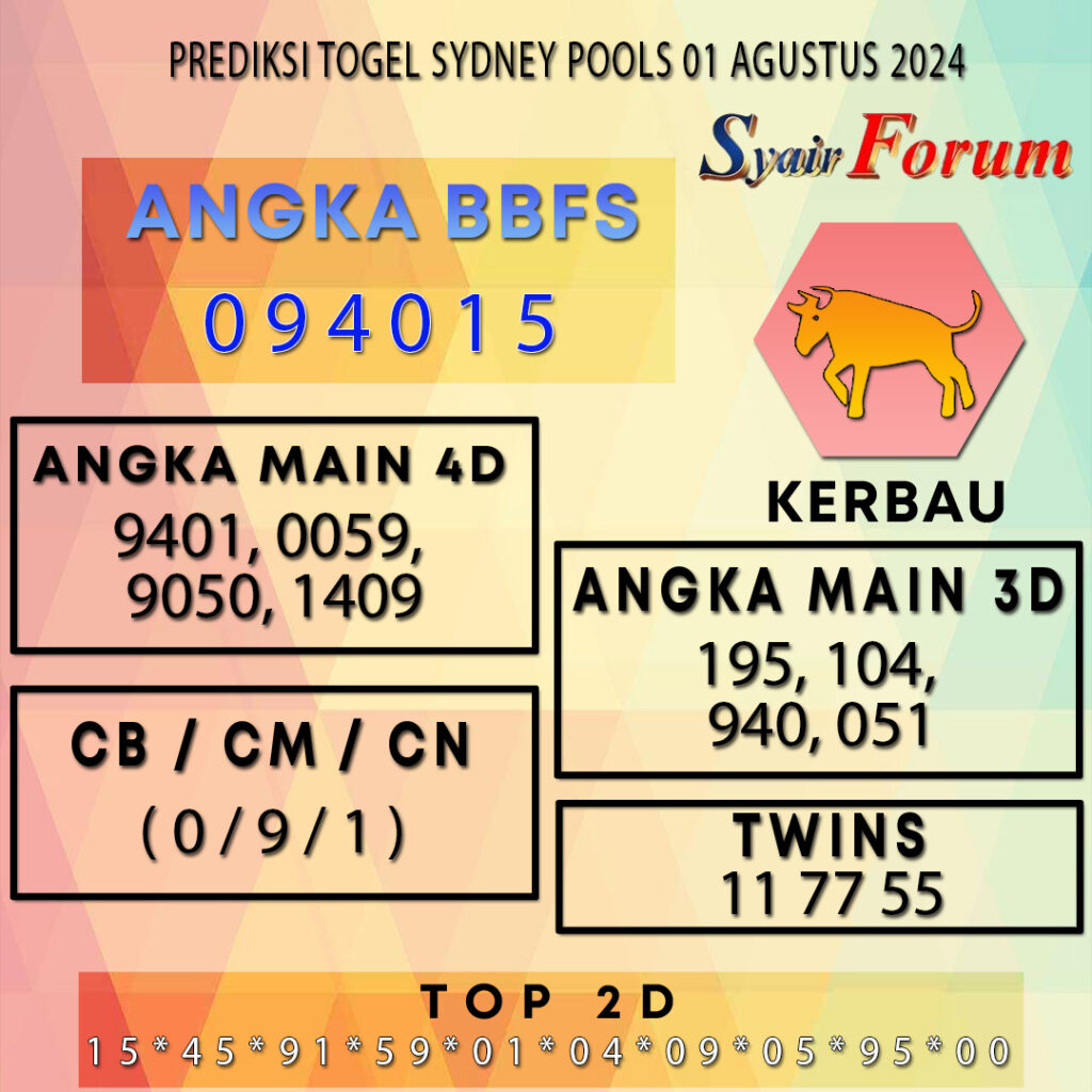 Syair SDY 01 AGUSTUS  2024