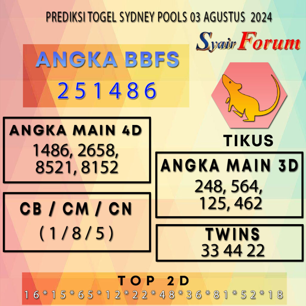 Syair SDY 03 AGUSTUS  2024