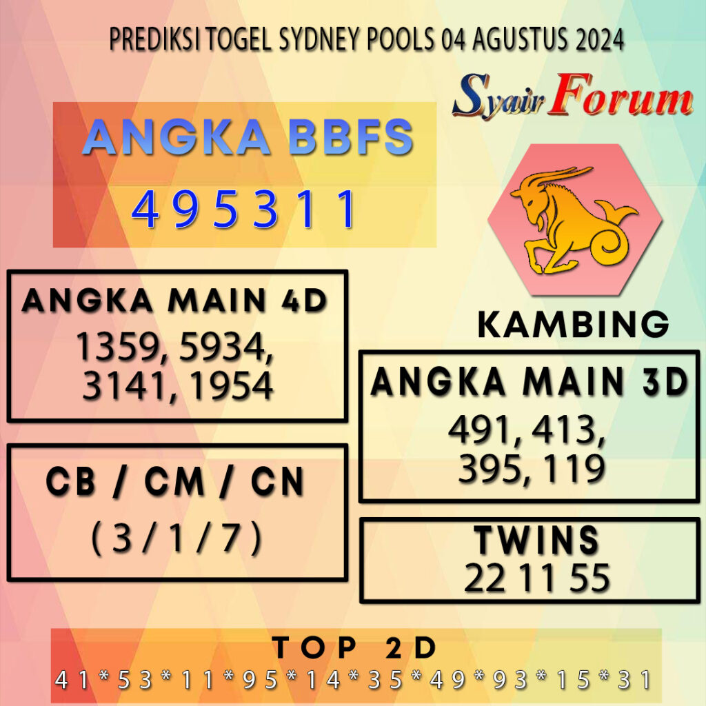 Syair SDY 04 AGUSTUS  2024