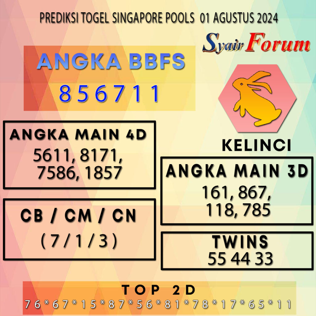 Syair SGP 01 AGUSTUS  2024