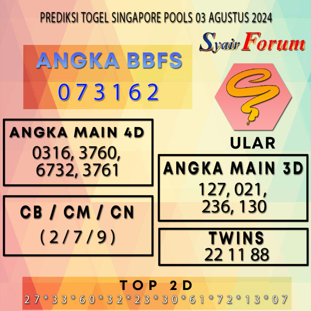Syair SGP 03 AGUSTUS  2024