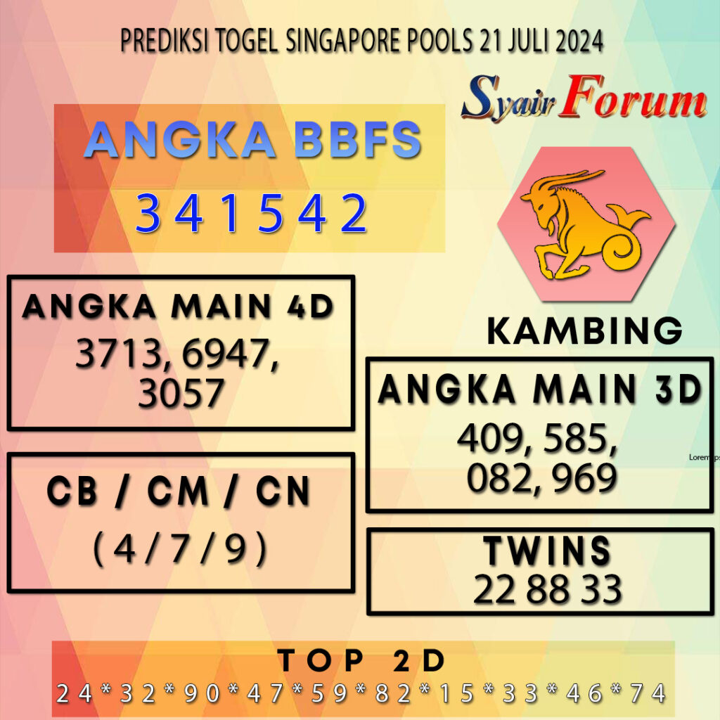 Syair SGP 21 JULI 2024