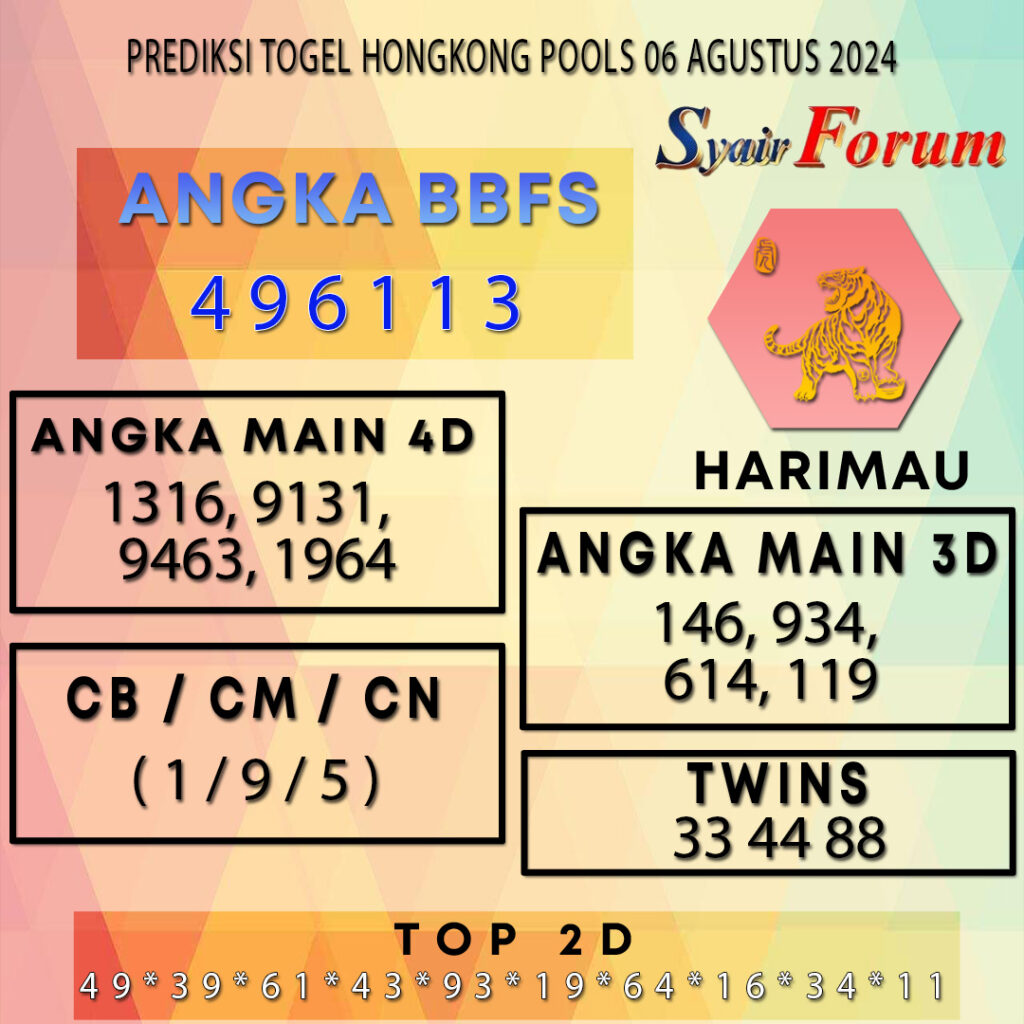 Syair HK 06 AGUSTUS  2024