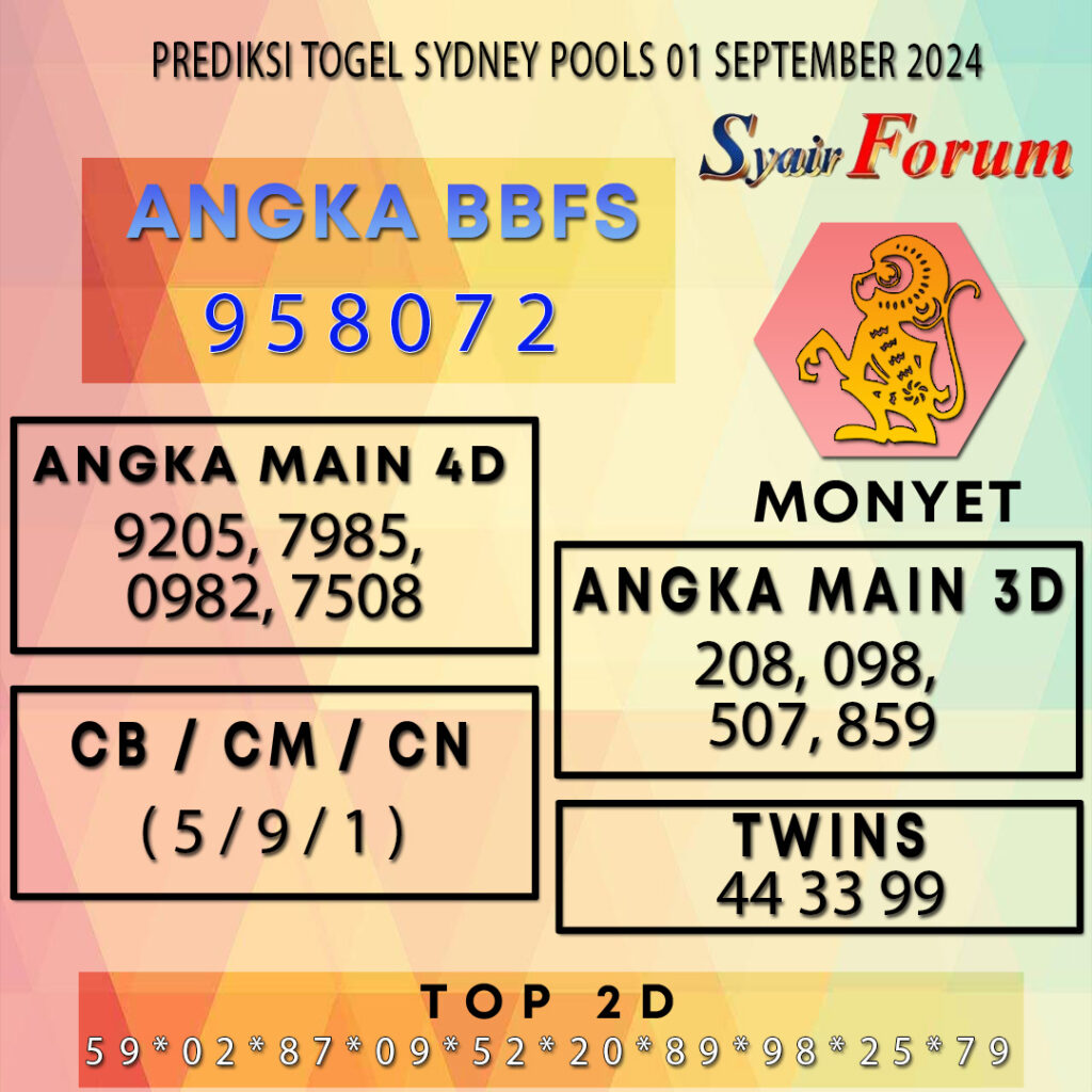 Syair SDY 01 SEPTEMBER  2024