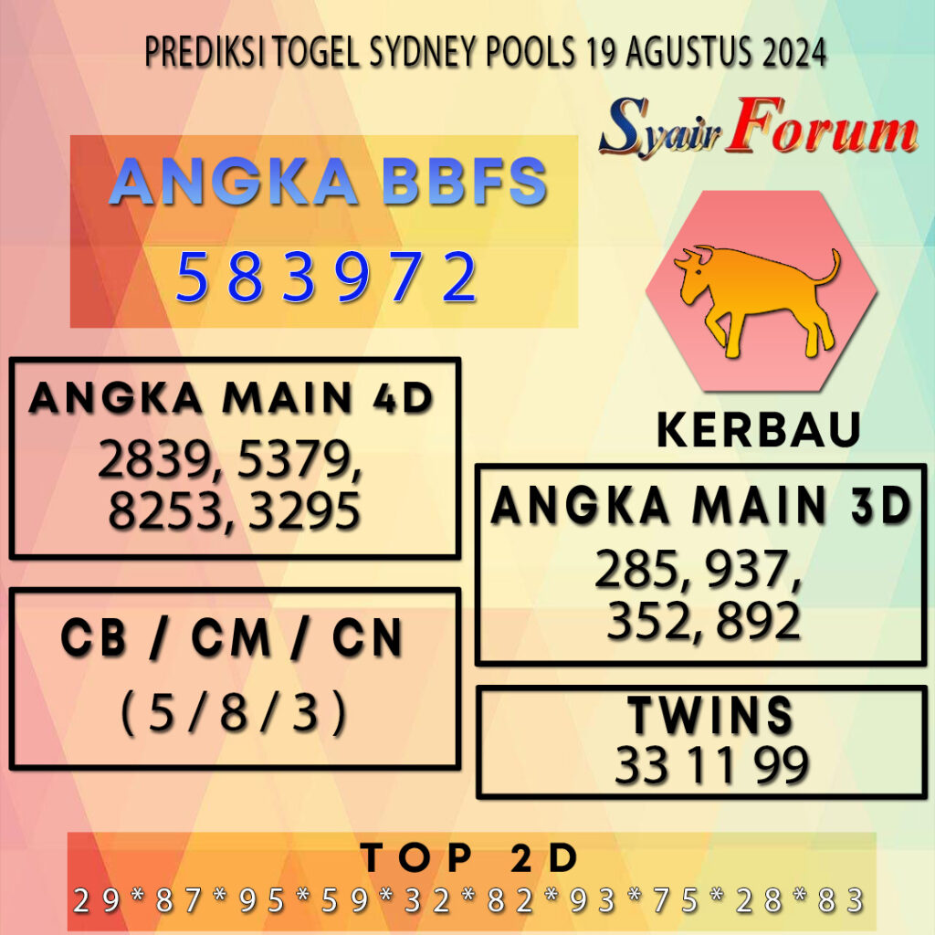 Syair SDY 19 AGUSTUS  2024