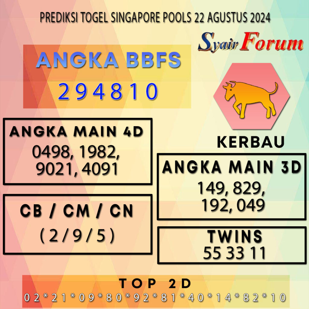 Syair SGP 22 AGUSTUS  2024